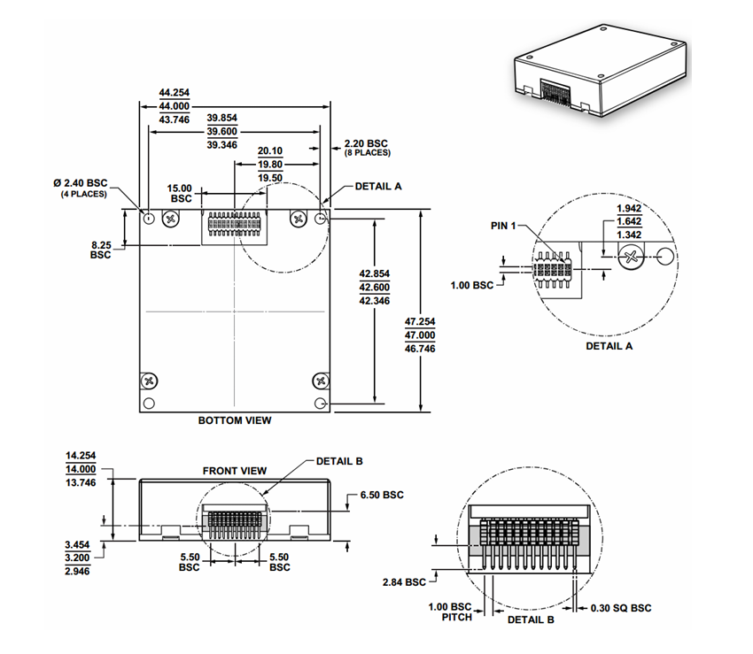 小体积mems 寻北仪尺寸图